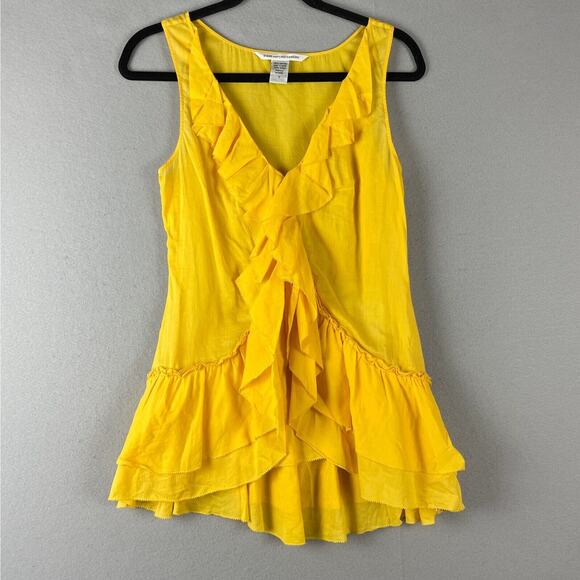 Diane Von Furstenberg Tops - Diane Von Furstenberg Ruffle Top Women 2 Yellow Sleeveless Romantic Feminine DVF